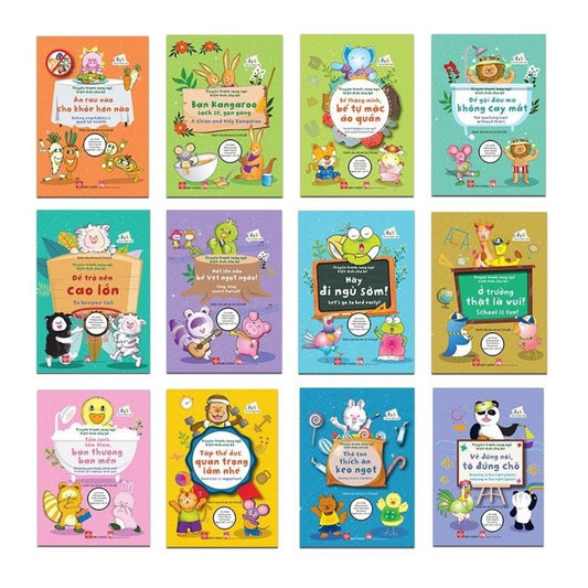 Truyện tranh song ngữ Việt - Anh phát triển ngôn ngữ cho bé 3-12 tuổi (Bộ 12 Tập)