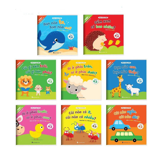 Combo 8Q Ehon Toán Học Phát Triển Tư Duy Đầu Đời - Song Ngữ Việt Anh Cho Bé 0-3 Tuổi