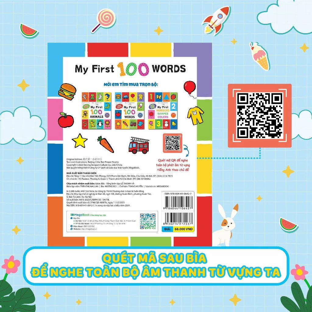 Combo My First 100: Animals - Numbers - Shapes, Colors (Sách song ngữ Việt Anh từ vựng đầu đời cho bé)