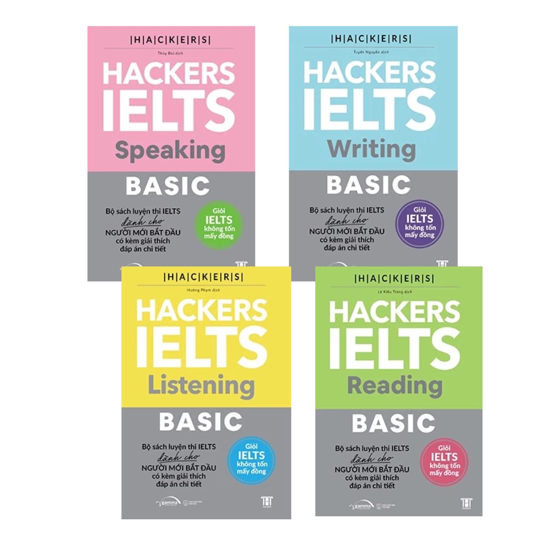 Combo 4 Cuốn Hacker Ielts Basic (Reading + Listening + Writing + Speaking)