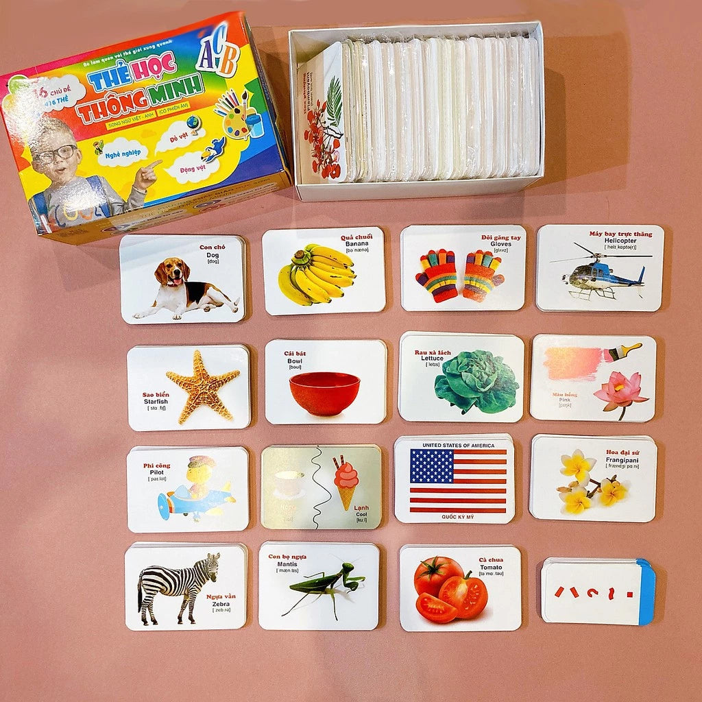Bộ Thẻ Học Flashcard Song Ngữ Anh Việt Thông Minh Cho Bé Tập Đọc - Nói