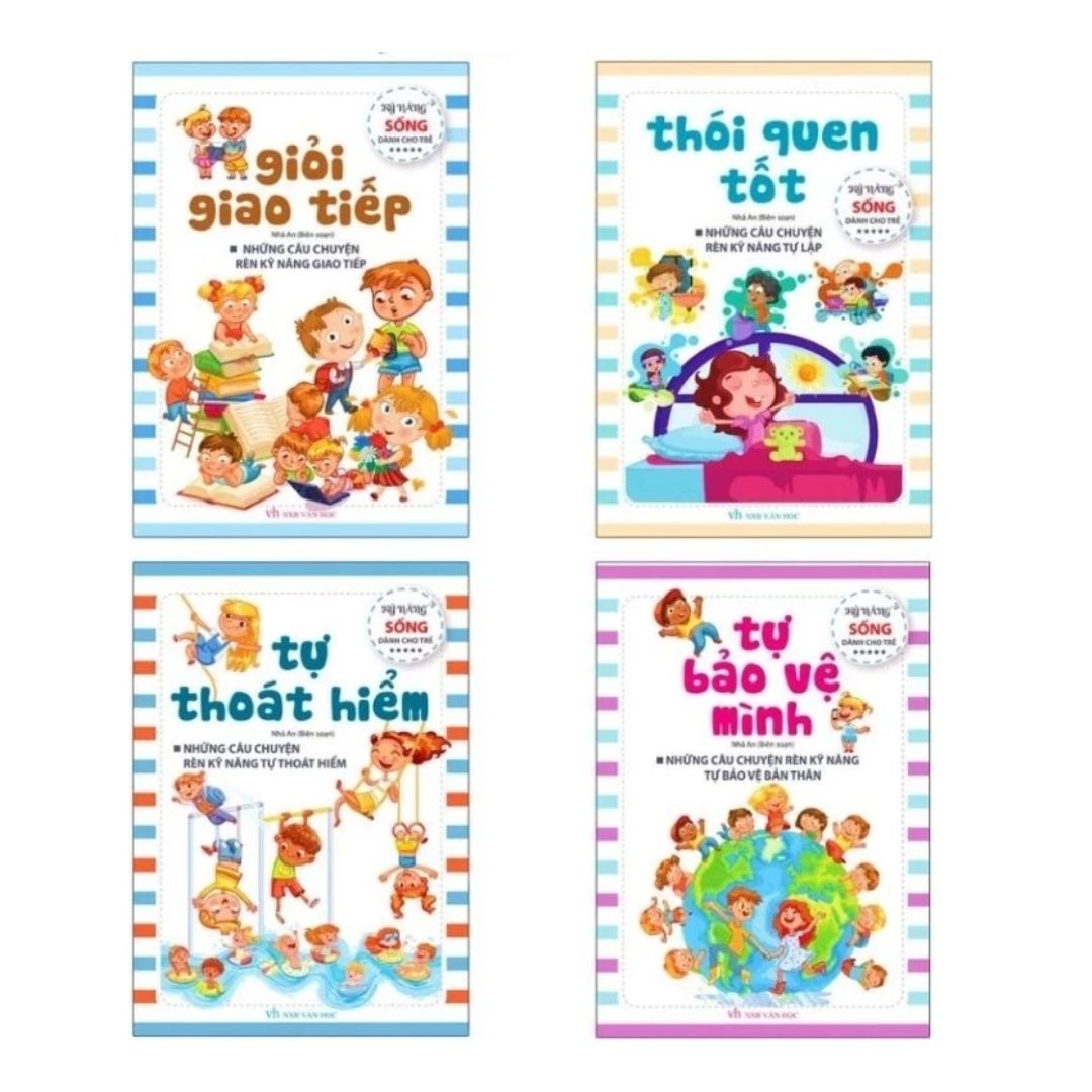 [Pre-order] Bộ 4 Cuốn Rèn Luyện Kỹ Năng Sống Dành Cho Trẻ: Giỏi Giao Tiếp, Thói Quen Tốt, Tự Thoát Hiểm, Tự Bảo Vệ Mình