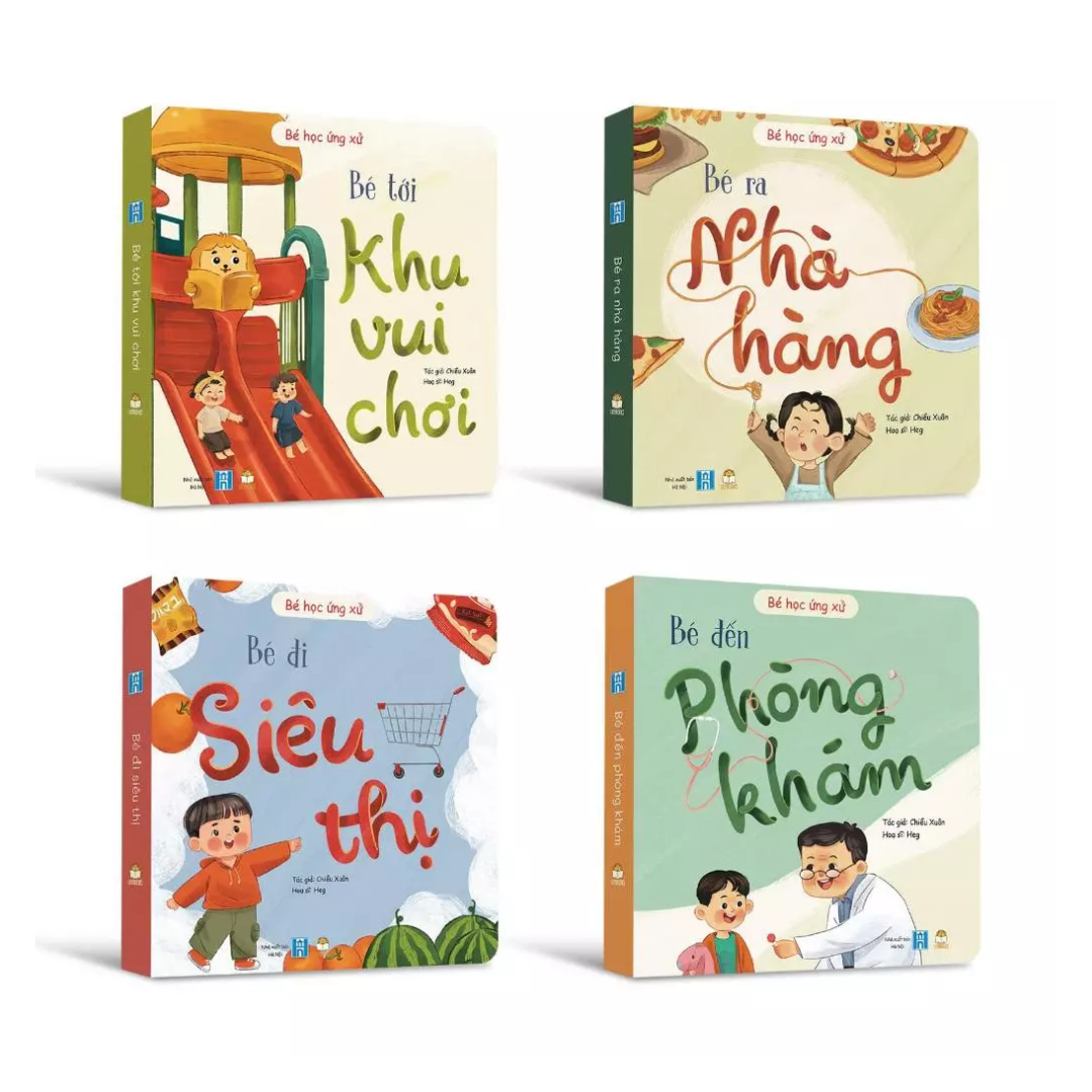 [Pre-order] Bộ 4 Cuốn Bé Học Ứng Xử: Nhà Hàng, Siêu Thị, Khu Vui Chơi, Phòng Khám (Bìa cứng)