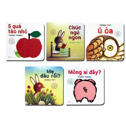 [Pre-order] Combo 5 Cuốn Sách Lật Giở Tương Tác Song Ngữ (cho bé từ 0-3 tuổi)
