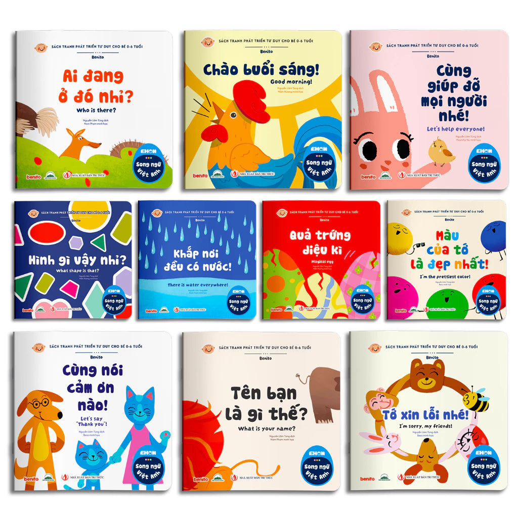 Combo 10Q Ehon Phát Triển Tư Duy Cho Bé 0-6 tuổi song ngữ Việt Anh tại Tidosa