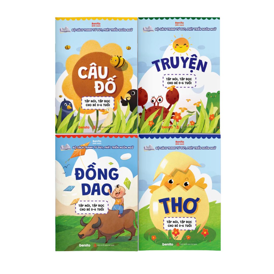 Combo 4Q Thơ Truyện Đồng Dao Câu Đố Tập Nói Tập Đọc cho bé 0-6 tuổi