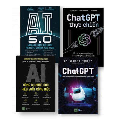 Combo 4 cuốn: ChatGPT + ChatGPT thực chiến + AI 5.0 + AI Công cụ nâng cao hiệu suất
