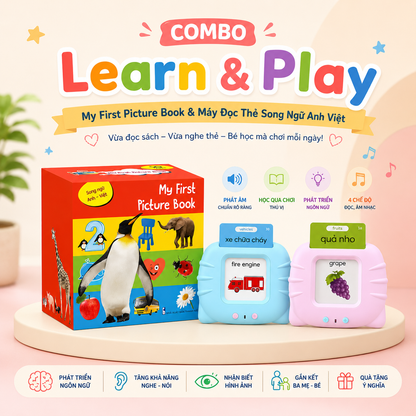 COMBO Learn & Play - My First Picture Book & Máy Đọc Thẻ Song Ngữ Anh Việt cho bé