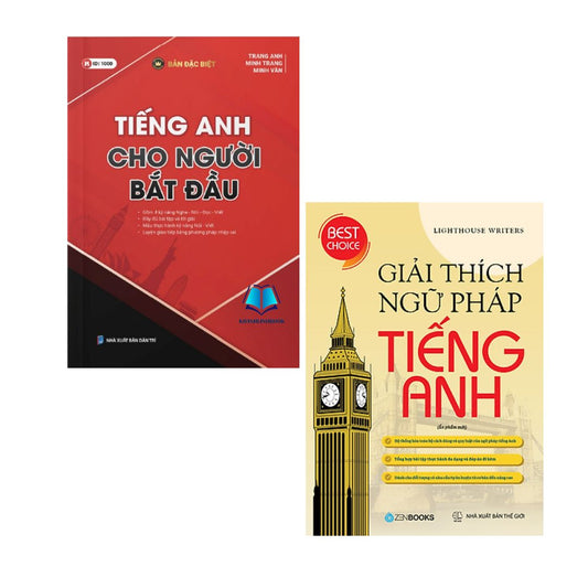 Combo Tiếng Anh Cơ Bản: Tiếng Anh Cho Người Mới Bắt Đầu + Giải Thích Ngữ Pháp Tiếng Anh