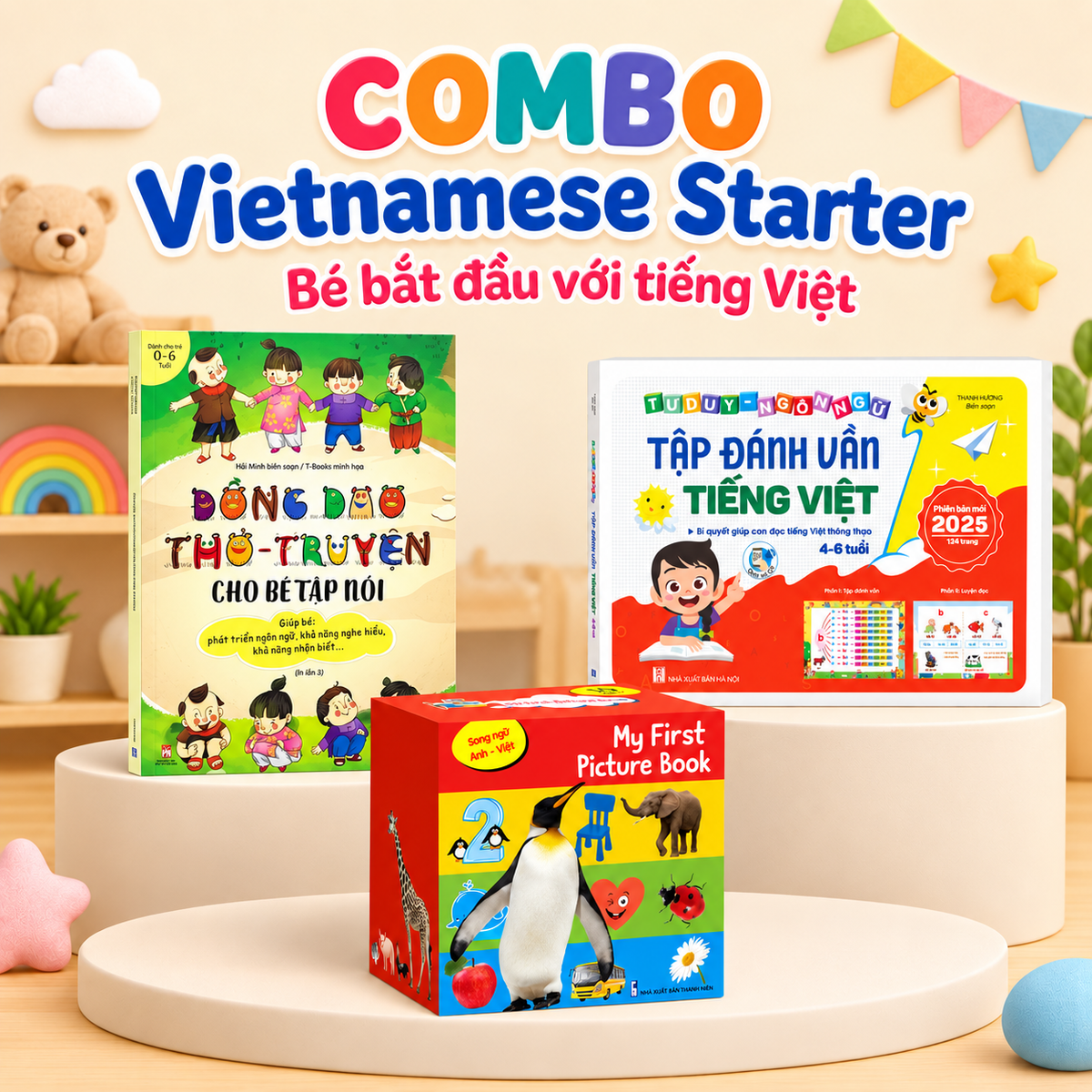 Combo Vietnamese Starter gồm Đồng Dao Thơ Truyện, My First Picture Book và Tập Đánh Vần Tiếng Việt