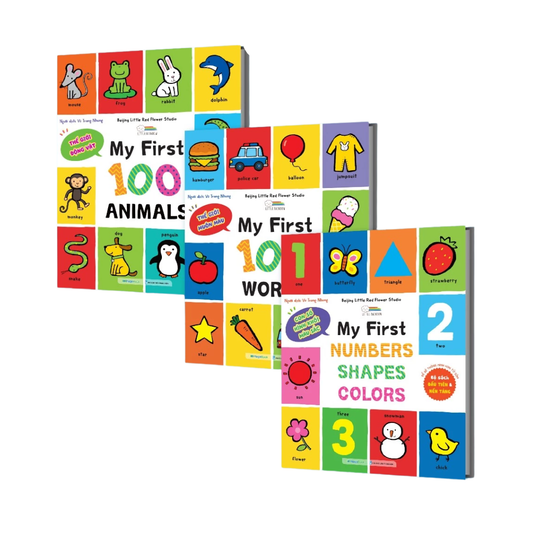 [Pre-order] Combo My First 100: Animals - Numbers - Shapes, Colors (Sách song ngữ Việt Anh từ vựng đầu đời cho bé)