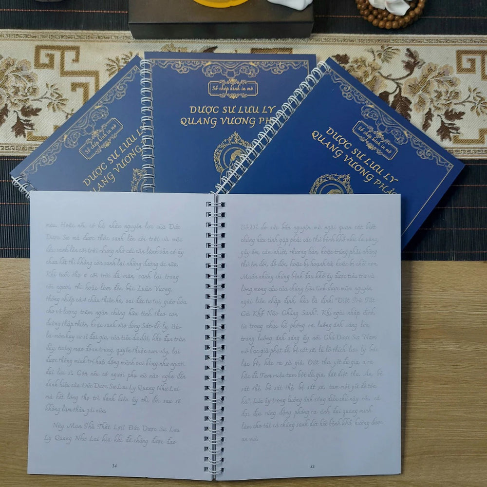Sổ Tay Chép Kinh Dược Sư Lưu Ly Quang Vương Phật in mờ
