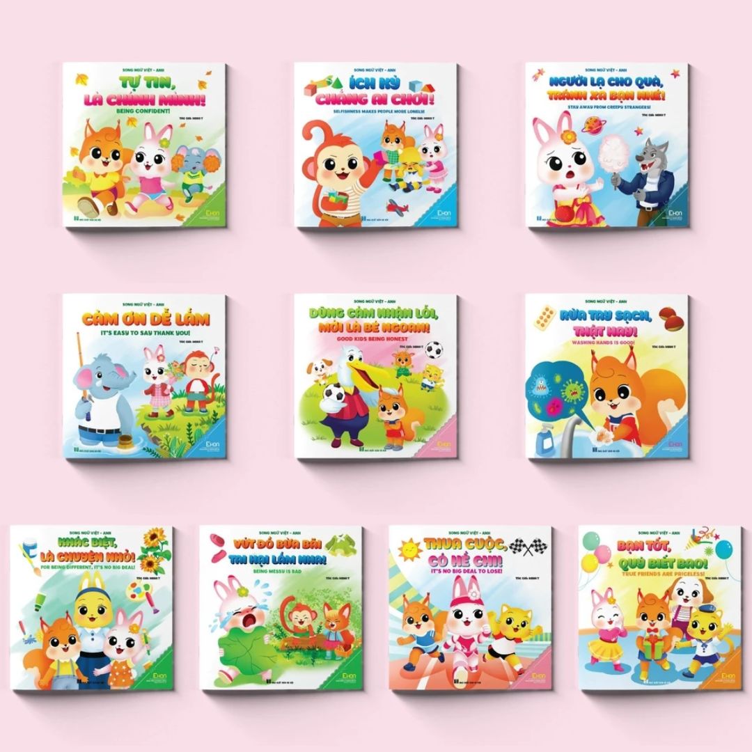 Combo 10Q Ehon Kỹ Năng Sống - Ươm Mầm Tính Cách Tốt Cho Bé (Song ngữ Việt Anh)
