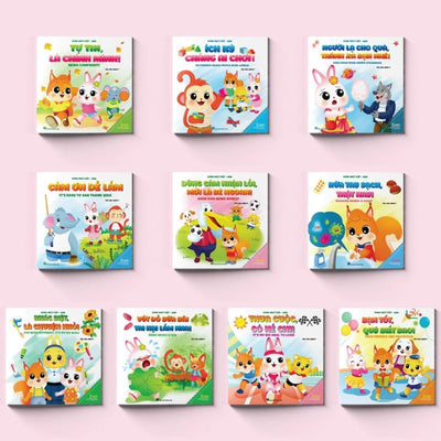 Combo 10Q Ehon Kỹ Năng Sống - Ươm Mầm Tính Cách Tốt Cho Bé (Song ngữ Việt Anh)