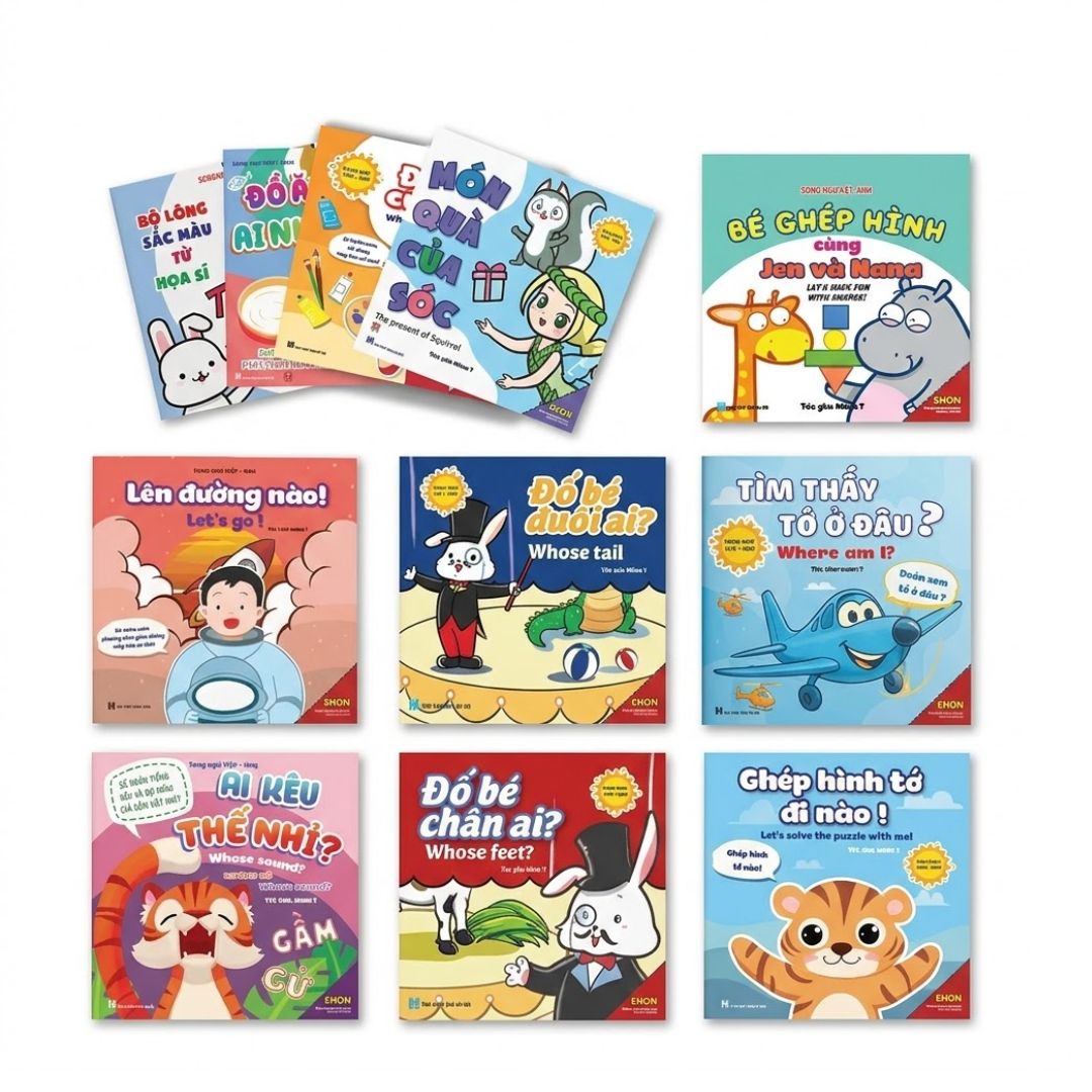 [Pre-order] Combo Ehon 11Q Song ngữ cho bé 0-4 tuổi - Màu sắc, Hình khối, Nhận biết (kèm file nghe)