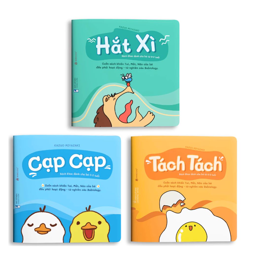 [Pre-order] Combo 3Q Ehon Thật Bất Ngờ: Hắt Xì, Cạp Cạp, Tách Tách (Dành cho trẻ từ 0 - 2 tuổi)