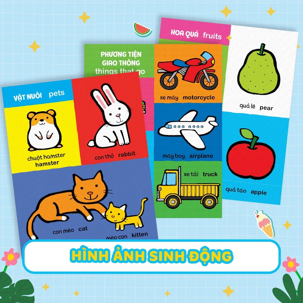 Combo My First 100: Animals - Numbers - Shapes, Colors (Sách song ngữ Việt Anh từ vựng đầu đời cho bé)