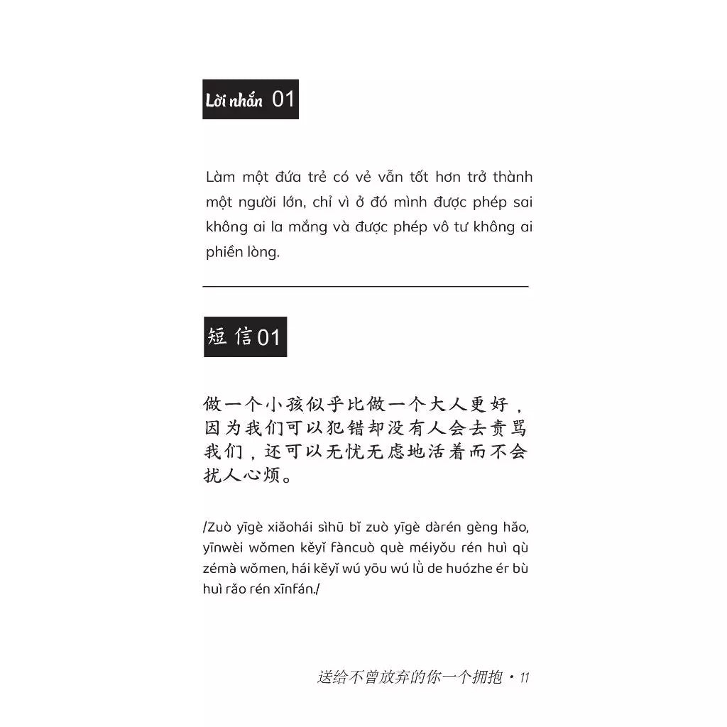 [Pre-order] Gửi Cậu Một Cái Ôm Vì Đã Không Bỏ Cuộc (Song Ngữ Việt Trung)