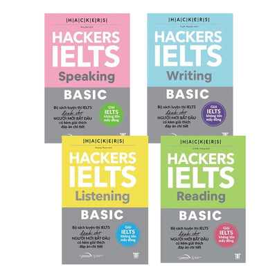Combo 4 Cuốn Hacker Ielts Basic (Reading + Listening + Writing + Speaking)