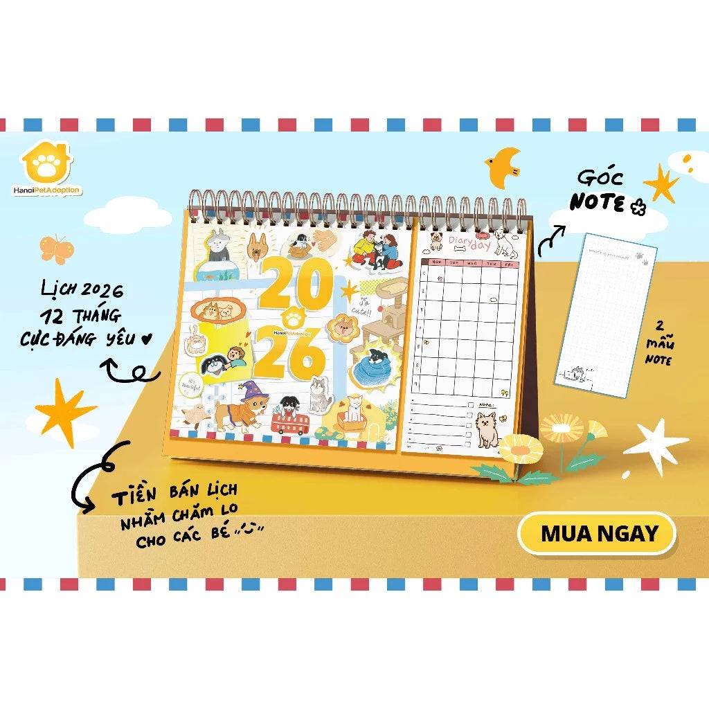 [Pre-order] Lịch 2026 Gây Quỹ Cứu Hộ Chó Mèo Việt Nam