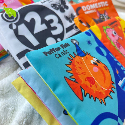 [Pre-order] Bộ 8 Cuốn Sách Vải Song Ngữ Đa Giác Quan Cho Bé Sơ Sinh