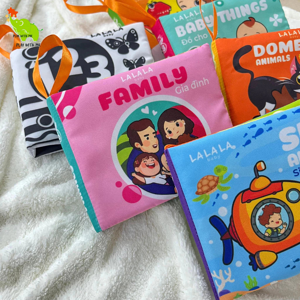 [Pre-order] Bộ 8 Cuốn Sách Vải Song Ngữ Đa Giác Quan Cho Bé Sơ Sinh